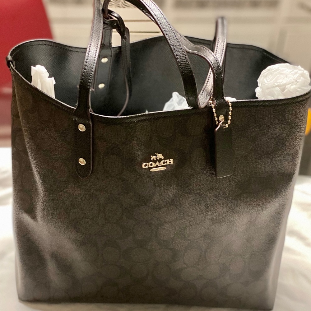 Coach City Reversible Black Brown Tote